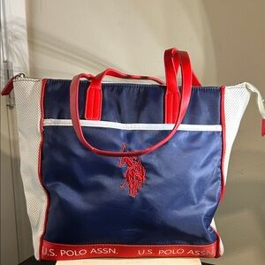 U.S. Polo Assn. Navy, Red & White Tote Bag